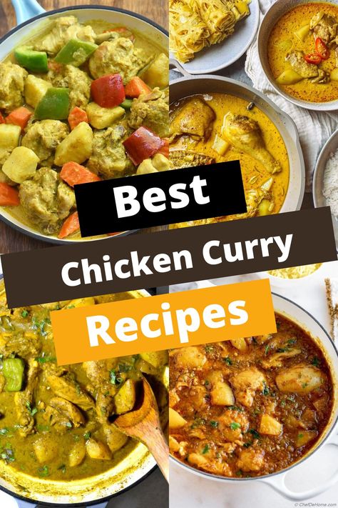 TOP 12 CHICKEN CURRY RECIPES FROM AROUND THE WORLD Curried Chicken Recipes, Easy Curry Chicken Recipes, Curry Powder Recipes, Easy Curry Recipes, Best Chicken Curry, Chicken And Chickpea Curry, Best Chicken Curry Recipe, Chicken Massaman Curry, Best Baklava Recipe