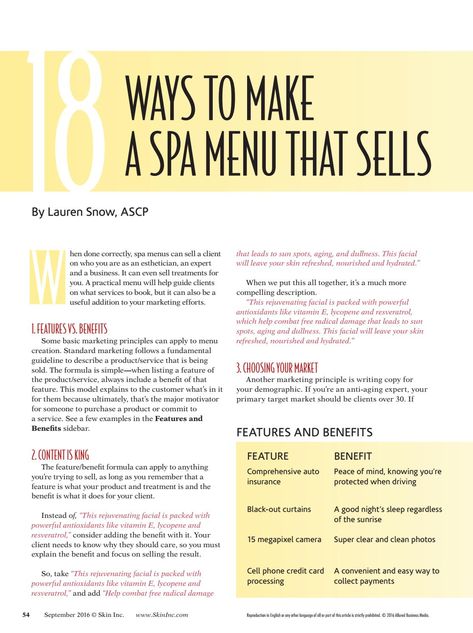 18 Ways to Make a Spa Menu That Sells by Lauren K. Snow - Issuu Spa Business Plan, Med Spa Marketing, Massage Marketing, Salon Interior Design Ideas, Hair Salon Interior Design, Nail Salon Interior Design, Beauty Salon Interior Design, Massage Therapy Business, Mobile Spa