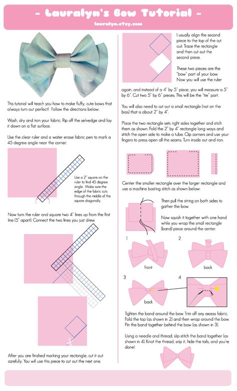 Fake bow tutorial Fabric Bow Tutorial, Pola Blus, Moon Costume, Hair Bow Tutorial, Costume Tutorial, Kawaii Diy, Sewing Clothing, Cos Play, Bow Tutorial