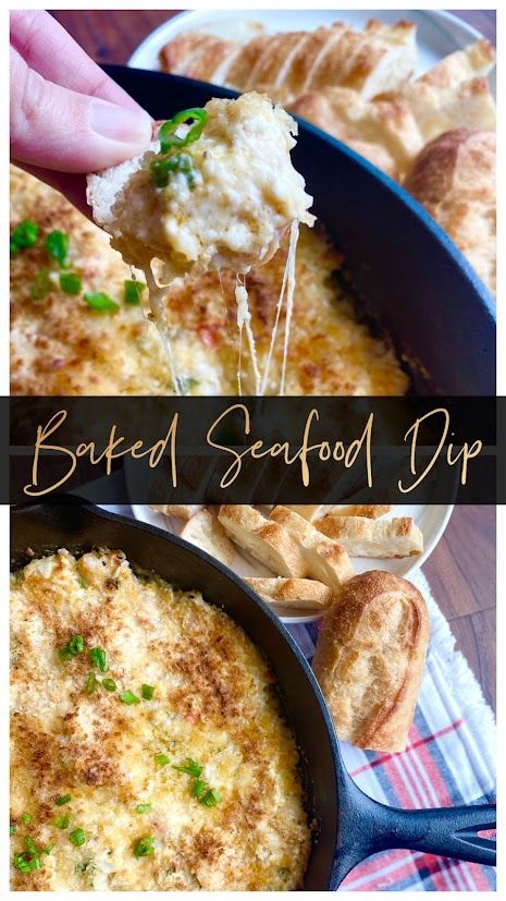 Baked Seafood Dip Iowa Food, Baked Seafood, Seafood Dip, Awesome Appetizers, Seafood Bake, Shrimp Appetizers, Tailgating Recipes, Creamy Dip, Seafood Appetizers