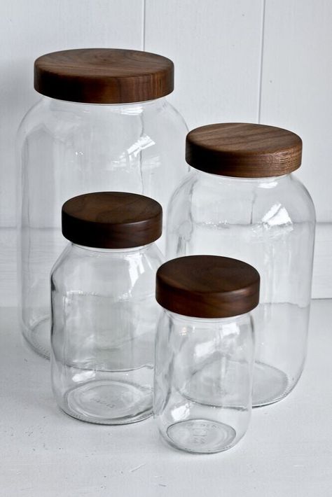 American-Made Kitchen Brands and Products | Martha Stewart Mason Jar Storage, Chalk Paint Mason Jars, Gallon Jars, Wine Bottle Diy Crafts, Eco Friendly Kitchen, Eco Friendly Decor, Jar Storage, Wine Bottle Diy, Floating Shelves Diy