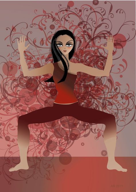 Postura de la Diosa Yoga para activar el Chakra:la Raíz. Muladhara Chakra Goddess Pose Yoga, Root Chakra Art, Goddess Pose, Sacral Chakra Healing, Yoga Flow Sequence, 2nd Chakra, Second Chakra, Spa Music, Usui Reiki