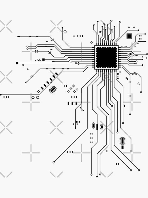 "CPU Processor Circuit Diagram " Sticker for Sale by Blaacklight | Redbubble Circuitry Art, Circuit Drawing, Open Garden, Circuit Board Design, Circuit Diagram, Design Research, Old Map, Circuit Board, Circuit