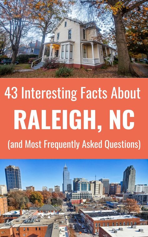 Are you thinking about moving to Raleigh, or visiting Raleigh? Check out this list of 43 fun facts about Raleigh, North Carolina and the most frequently asked questions. Don't visit Raleigh before reading these Raleigh travel tips and all about living in Raleigh. #NorthCarolina #Raleigh #NC Visit North Carolina, Moving To North Carolina, Living In North Carolina, North Carolina Travel, Durham North Carolina, Vacation Usa, Raleigh North Carolina, Best Kept Secret, Best Places To Live