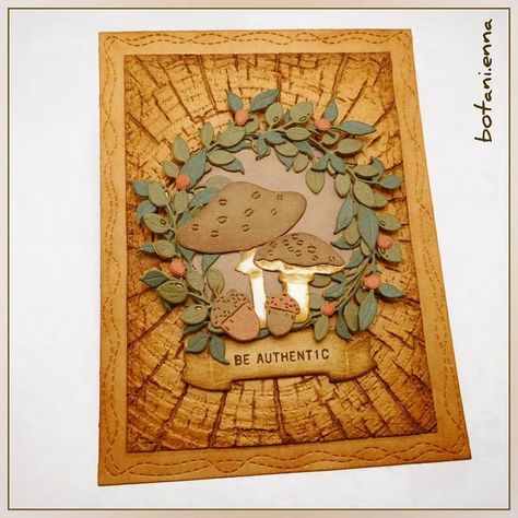 Tim Holtz Thanksgiving Cards, Mushroom Card, Paper Play, Autumn Cards, Mixed Media Cards, Happy Sunday Everyone, Thanksgiving Wreaths, Beautiful Cards, Nature Tree