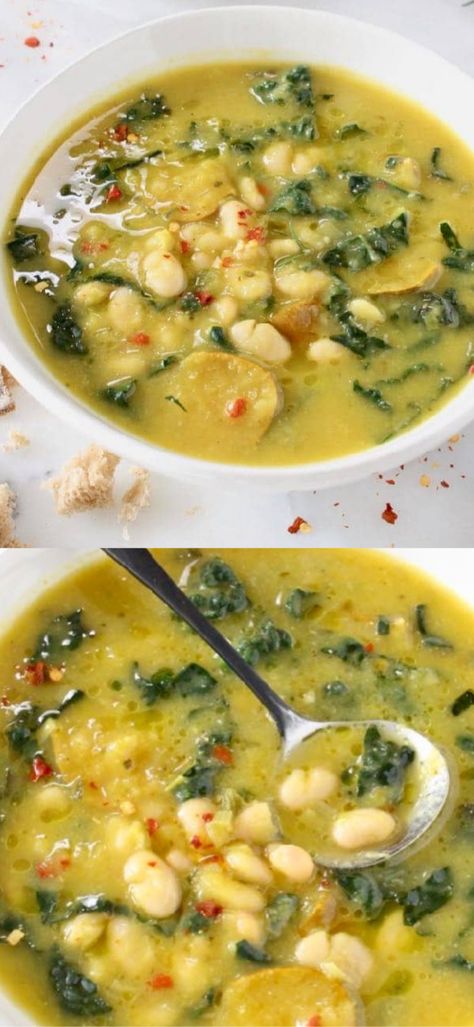 Bean Kale Soup, White Bean Kale, White Bean Kale Soup, Lacinato Kale, Tuscan White Bean, Kale Soup Recipes, Salad Kale, Bean Soup Recipes, Kale Soup