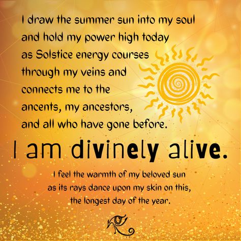 The #summersolstice is upon us! This past Father's Day, we celebrated the longest day of the year. . . . It also marks the official beginning of summer in the Northern Hemisphere, occurring when Earth arrives at the point in its orbit where the North Pole is at its maximum tilt. . . . Repeat this #SolsticeAffirmation to reaffirm your divine life, your appreciation of the Sun as the giver of life, and the warmth of the season! 💛💛💛 Summer Solstice Manifestation, Sun Affirmation, Summer Solstice Prompts, Summer Solstice Correspondences, Summer Solstice Affirmations, Summer Solstice Journaling, Sun Quotes, Solstice And Equinox, Longest Day Of The Year