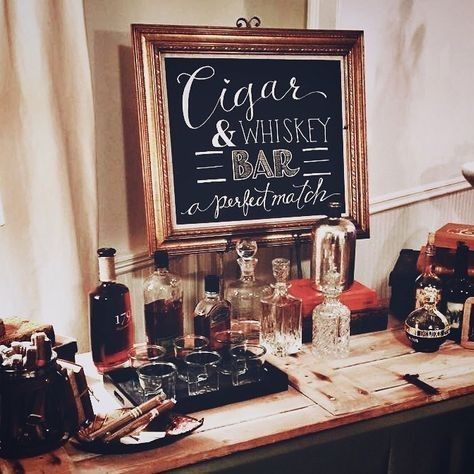 Wedding Cigars, Whisky Bar, Whiskey Bar, Diy Event, Cigars And Whiskey, Gatsby Wedding, 40th Birthday Parties, 50th Birthday Party, Wedding Bar