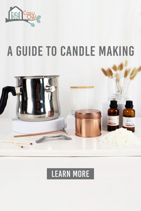 Welcome to our beginners guide to candle making. Follow our simple steps to making your own homemade candles with our tips and tricks. #beginnerscandlemaking #candlemaking #cosyowl #candles #howtomakeacandle #candlemakingsupplies #candlemakingequipment Candle Making Tutorial, Candle Making Equipment, Candles At Home, Wooden Wick Candles, Candle Making Supplies, Homemade Candles, Wooden Wick, Best Candles, Handmade Candles