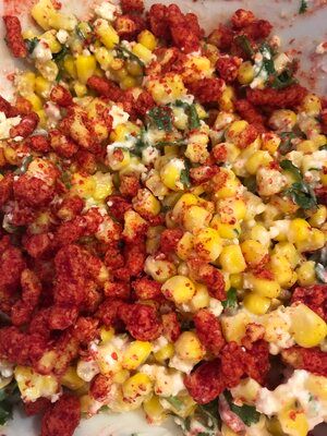 Cheetos Cheese Puffs, Elote Salad, Cheetos Recipe, Cheese Puffs Recipe, Elote Recipe, Fancy Grilled Cheese, Mexican Side Dishes, Hot Cheetos, Side Dishes For Bbq