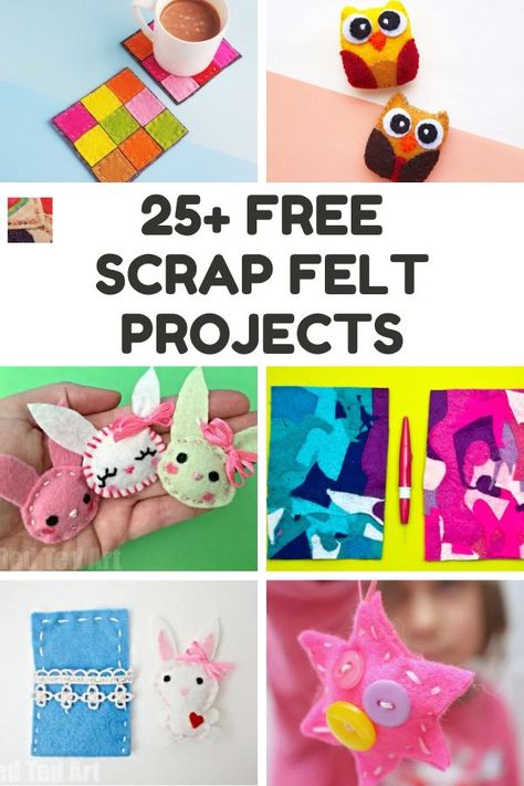 The best project ideas for using scrap felt. This includes felt sewing ideas and other easy crafts with felt. See all of the things to do with felt scraps! Crafts With Felt, Felt Scraps, Felt Board Patterns, Easy Felt Crafts, Felt Craft Projects, Fun Summer Crafts, Felt Sewing, Felt Squares, Felt Owls