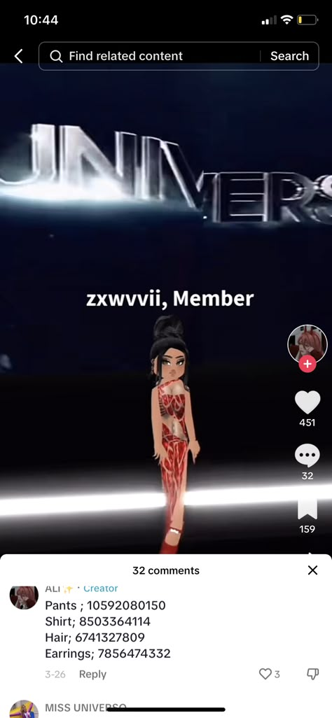 Miss Universe Roblox Code Dress, Miss Universe Roblox Code, Universe Codes, Roblox Dress Codes, Miss Universe Swimsuit, Miss Universe Costumes, Miss Universe Dresses, Fancy Dress Code, Roblox Ids