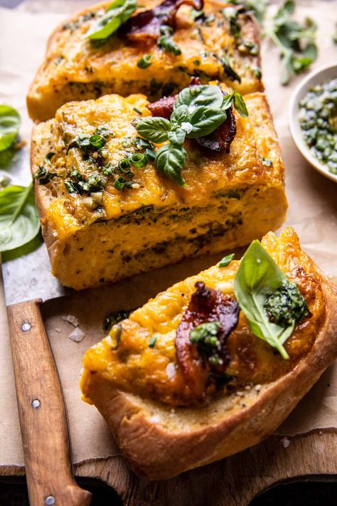 Half Baked Harvest Brunch Recipes, Half Baked Harvest Breakfast, Egg Boats Recipe, Egg Boats, Savoury Breakfast, Pesto Eggs, Half Baked Harvest Recipes, Savory Breakfast Recipes, Italian Breakfast