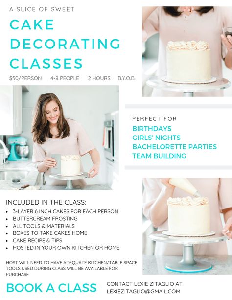 How To Make A Professional Cake, Cake Classes Ideas, Baking Class Ideas, How To Prep Cake For Decorating, Cake Decorating Class Ideas, How To Teach Baking Classes, Cake Course, Bakery Boutique, Cameo Cake