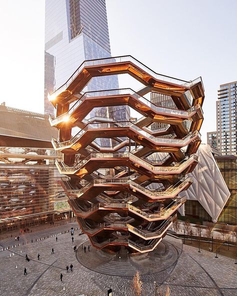 Dwell on Instagram: “Boasting nearly one mile of vertical climb, Thomas Heatherwick’s Vessel is the Big Apple’s newest social media attraction. Part sculpture,…” Women Chunky Sneakers, Thomas Heatherwick, Wedges Sneakers, New York Architecture, New York City Photos, Hudson Yards, The Vessel, The Big Apple, Futuristic Architecture