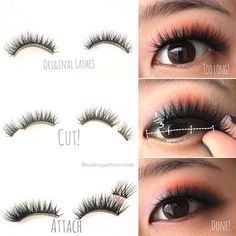 Eye Makeup Asian, Asian Lashes, Asian Makeup Tips, Long Hair Clip, Makeup Asian, Small Eyes, Applying False Lashes, Applying False Eyelashes, Eye Brows