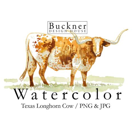 Longhorn Watercolor, Texas Longhorn Cow, Illustration Realistic, Cow Illustration, Longhorn Cow, Mini Cows, Moms Night, Texas Longhorn, Clip Art Png