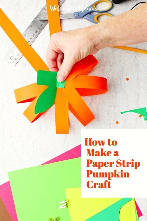 This simple Paper Strip Pumpkin Craft is great for all ages and only takes a few items to make! Are you looking for a fast craft to make for fall, Halloween, or Thanksgiving? This would be perfect. A Paper Strip Pumpkin also makes a nice DIY gift or decoration. You can make a variety of sizes and colors too, why not try creating apples instead? Pumpkin Art Project, Fun Thanksgiving Crafts, Craft To Make, Paper Decorations Diy, Diy Classroom Decorations, Thanksgiving Paper, Pumpkin Craft, Bible Activities For Kids, Easy Fall Crafts