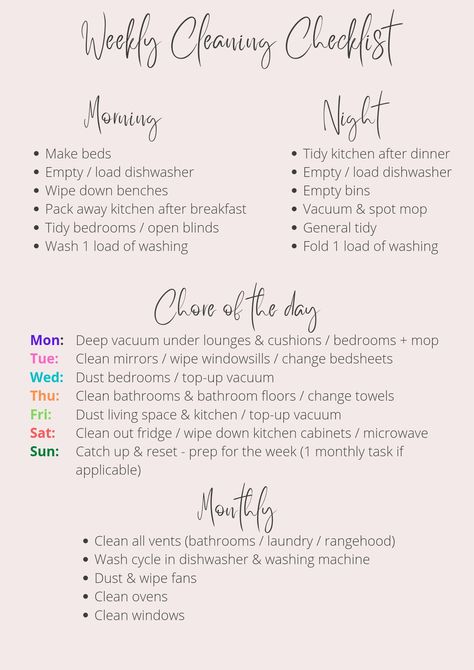 #Motivation #CreativeIdeas #Trends #Ideas #Inspo #HomeTrends #Inspiration 12 Week Year, Homemaker Schedule, Tidy Bedroom, Happy Homemaking, Wash And Fold, Weekly Cleaning Schedule, Cleaning Tricks, Apartment Organization, Weekly Cleaning