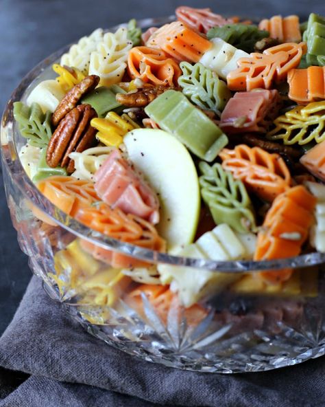 Fall Harvest Pasta Salad | gardeninthekitchen.com Fall Pasta Dinner, Harvest Pasta Salad, Honey Poppyseed Dressing, Salad Autumn, Thanksgiving Pasta, Fall Pasta Salad, Harvest Pasta, Autumn Pasta Recipes, Cold Pasta Dishes