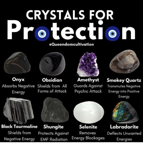 Crystals For Protection, Crystal Healing Chart, Crystals Healing Properties, Spiritual Crystals, Protection Crystals, Crystal Therapy, Crystal Healing Stones, Crystal Magic, Crystal Meanings