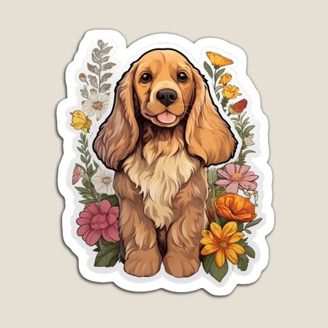 Cocker Spaniel Cartoon, Cocker Spaniel Art, Sunny Meadow, Golden Cocker Spaniel, Golden Cocker, Spaniel Art, Dog Magnets, Cocker Spaniel Dog, Lady And The Tramp