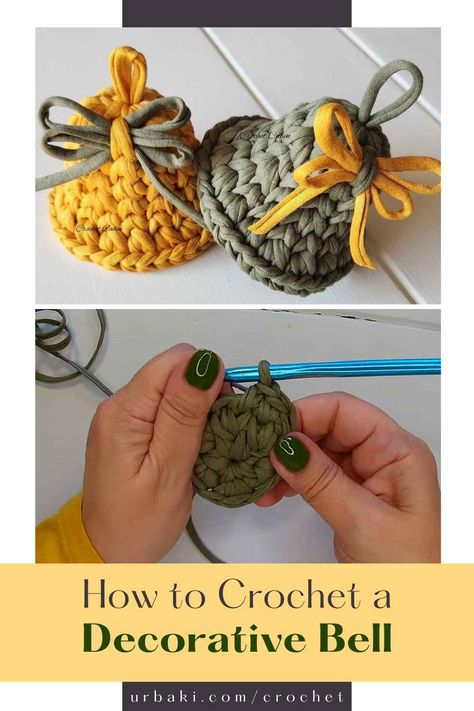 How to Crochet a Decorative Bell Crochet Christmas Bell Ornaments, Crochet Bells Pattern Free, Crochet Silver, Crochet Bell, Christmas Crochet Patterns Free, Easy Holidays Crafts, Crochet Stitches Guide, Bell Decorations, Crochet Christmas Trees