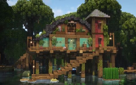 Swamp House | Full Interior | World Download Included Minecraft Map Minecraft Swamp, Swamp House, Cottagecore Minecraft, Mangrove Swamp, Minecraft House Plans, Minecraft Farm, Cool Minecraft Creations, Minecraft Medieval, House On Stilts