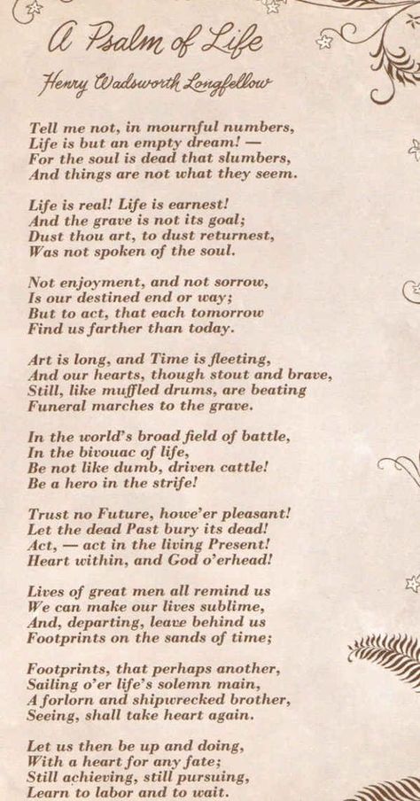 A Psalm Of Life, Psalm Of Life, Classic Poetry, Henry Wadsworth Longfellow, Great Poems, Poems About Life, Inspirational Poems, The Poem, Poetry Words