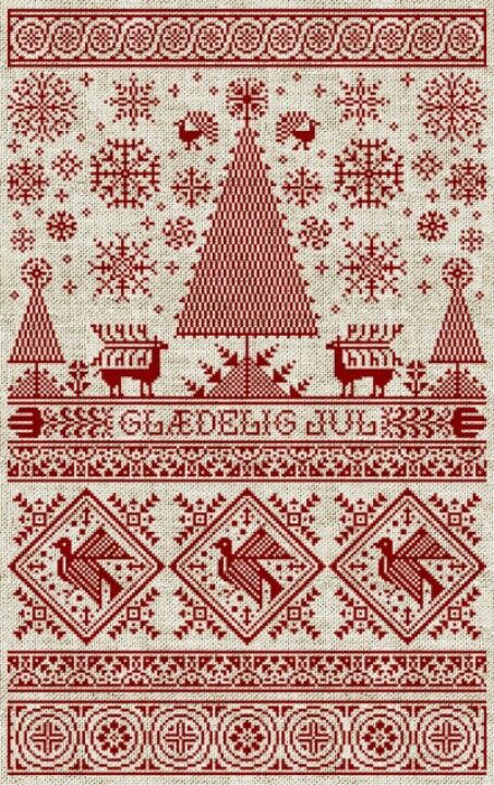 Christmas Sampler, Nordic Christmas, Folk Embroidery, Cross Stitch Samplers, Cross Stitch Christmas, Stitch Christmas, Needle Arts, Knitting Charts, Scandinavian Christmas