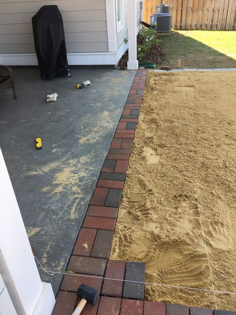 Pavers For Backyard, Extending Patio, Patio Budget, Beach House Yard, Diy Brick Patio, Patio Step, Coy Pond, House Yard Ideas, Patio Extension