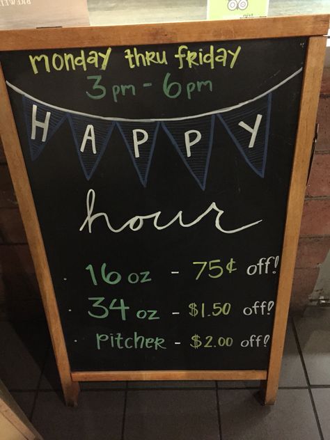 Happy hour chalkboard Happy Hour Board Ideas, Happy Hour Signs Chalkboard, Happy Hour Chalkboard Signs, Happy Hour Chalkboard, Bar Menu Chalkboard, Beer Menu Design, Bar Chalkboard Ideas, Chalkboard Restaurant, Bar Promotion