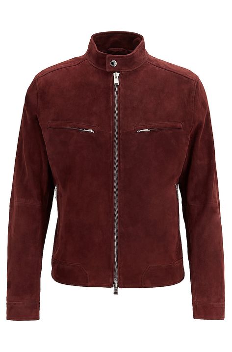 Mike Colter, Red Jacket Leather, Red Suede Jacket, Fitted Biker Jacket, Suede Leather Jacket, Boss Man, Oversized Jacket, Red Suede, Slim Fit Shirt