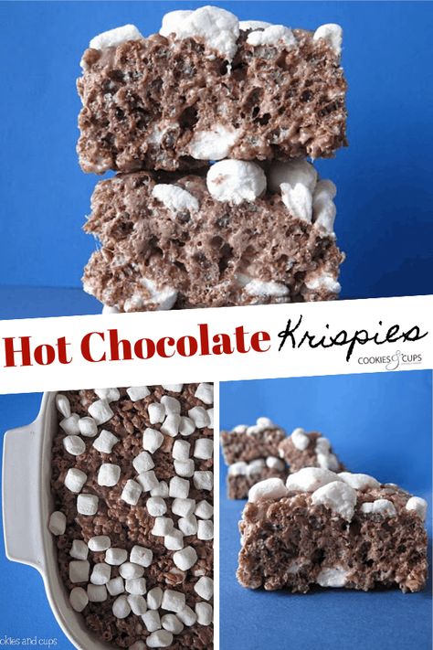 Chocolate Krispies, Hot Chocolate Squares, Hot Cocoa Rice Krispies, Coco Krispies Recipes, Hot Coco Rice Krispies, Rice Krispie Dessert Recipes, Coco Rice Crispy Treats, Hot Cocoa Rice Krispie Treats, Hot Cocoa Rice Crispy Treats