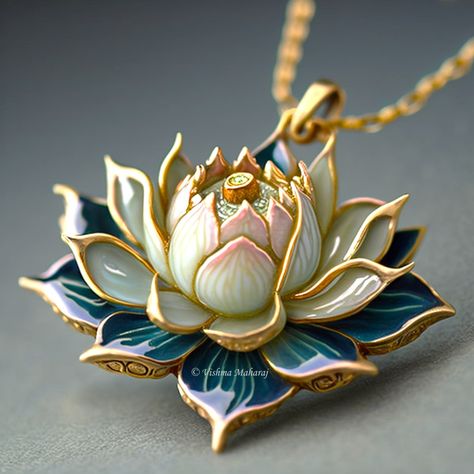 Lotus Gold Pendent, Lotus Flower Accessories, Lotus Jewelry Design, Vishma Maharaj, Egyptian Inspired Jewelry, Red Coral Jewellery, Unique Gold Jewelry Designs, Jewelry Hacks, Locket Design