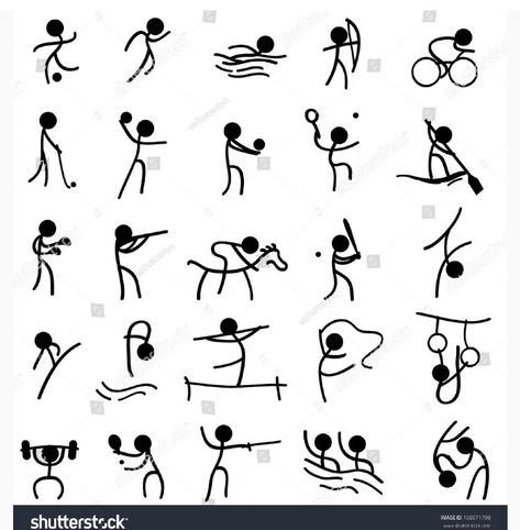 Very Simple Drawing, Drawing Of A Person, Very Easy Drawing, Stick Drawings, Stick People, Person Drawing, Stick Figure Drawing, Stick Art, Sports Signs