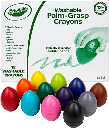 Amazon.com: Crayola Toddler Crayons in Egg Shape (12ct), Jumbo Washable Crayons, Big Crayons For Toddlers, Toddler Toys, Nontoxic, Ages 1+, Multi : Toys & Games Toddler Crayons, Shapes For Toddlers, Easter Baskets For Toddlers, Toddler Sensory, Green Toys, Toddler Easter, Easter Basket Stuffer, Manhattan Toy, Toddler Age