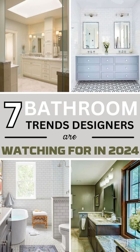 Immerse yourself in the future of indulgence! Take a sneak peek into the top 7 bathroom trends of 2024, where style meets innovation for an unforgettable bathing experience. Trending Bathroom Ideas 2023, Latest Bathroom Trends 2023, Bathroom Fixture Colors, Trending Bathroom Ideas Modern, Bathroom Latest Design, Small Master Bathrooms 2022 Trends, Simple Master Bath Remodel, Bathroom Styles For 2023, Bathroom Decor Tiles Ideas