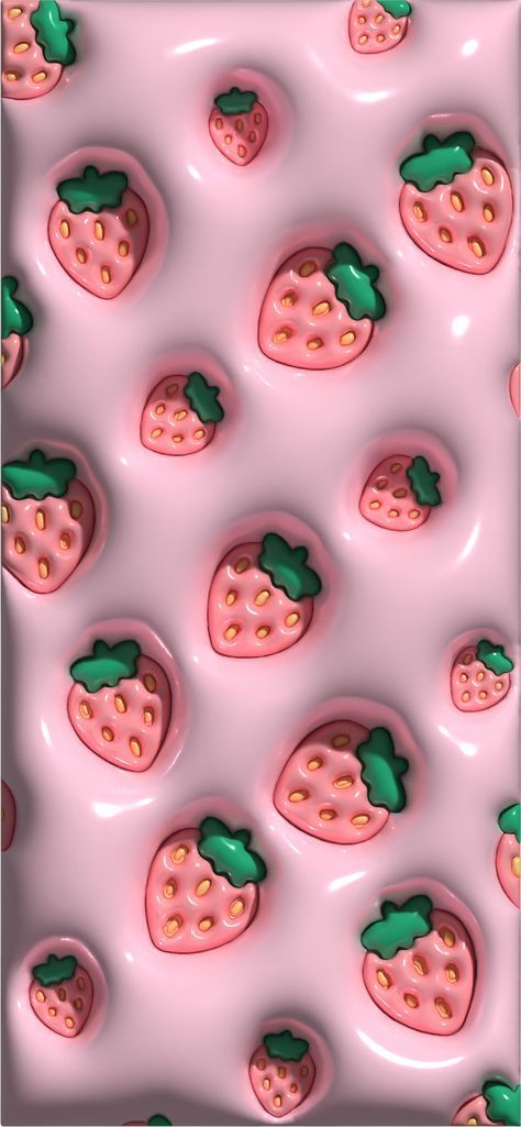 Strawberry 3d Wallpaper, Cute Strawberry Widget, Kawaii Wallpaper Strawberry, 3d Summer Wallpaper, 3d Pink Wallpaper, Pink Atheistic, Strawberry Wallpaper Iphone, Pink Jelly Wallpaper, Pink Strawberry Wallpaper