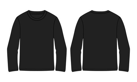 Long Sleeve Black Shirt, Color Template, Shirt Sketch, T Shirt Template, Shirt Drawing, Shirt Illustration, Shirt Template, Black Long Sleeve Shirt, White Long Sleeve