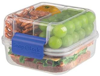 AmazonSmile: SnapLock by Progressive Lunch Cube To-Go Container - Blue, SNL-1005B Easy-To-Open, Silicone Seal, Snap-Off Lid, Stackable, BPA FREE: Kitchen & Dining Lunch Box Containers, Keep Food Warm, Blue Food, Lunch To Go, Lunch Containers, Insulated Lunch Box, Pack Lunch, Bento Box Lunch, Pampered Chef