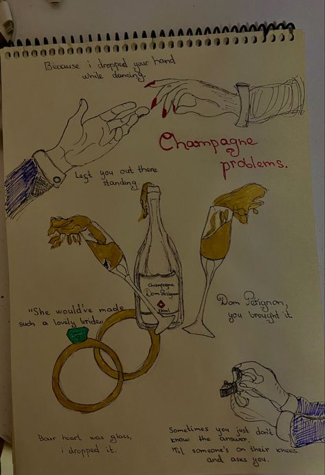 Champagne Problems Painting, Champagne Problems Art, Taylor Swift Doodles Art, Taylor Swift Doodles, Taylor Swift Inspired Art, Taylor Swift Drawing, Butterfly Sketch, Champagne Problems, Swift Concert