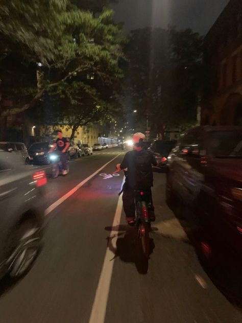 Nyc Car Aesthetic, Night Time Bike Ride Aesthetic, Biking Aesthetic Night, Nyc Bike Aesthetic, City Biking Aesthetic, Biking At Night Aesthetic, City Bike Aesthetic, Bike Ride At Night, City Boy Aesthetic