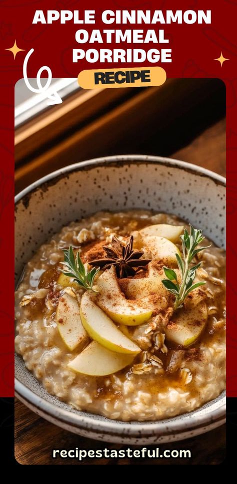 This Apple Cinnamon Oatmeal Porridge is the perfect breakfast to start your day! It's warm, hearty, and filled with comforting flavors. The oatmeal is spiced with cinnamon, nutmeg, and allspice, while the sweet, caramelized apples on top take it to the next level. This recipe is gluten-free, dairy-free (with plant-based milk), and takes less than 20 minutes to make! Ideal for chilly mornings, it's a nutritious and satisfying meal everyone will love. #CaramelizedApples Cinnamon Porridge, Caramelized Apples, Oatmeal Porridge, Apple Cinnamon Oatmeal, Caramelised Apples, Apple And Cinnamon, Apple Maple, Porridge Recipes, Gala Apples