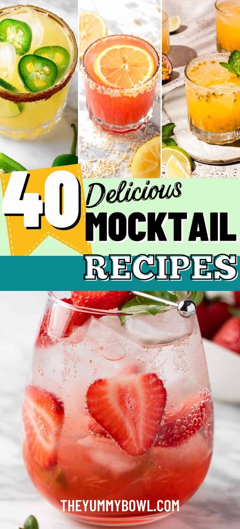 Check out 45+ tasty mocktail and non-alcoholic drink recipes! Perfect for when you want a flavorful drink without alcohol. Non Alcoholic Moscow Mule Recipe, Amazing Mock Tails, Good Non Alcoholic Drinks, Delicious Drinks Non Alcoholic, Refreshing Mocktail Recipe, Sour Mocktail Recipe, Best Non Alcoholic Punch, Drink Recipes Nonalcoholic Parties, Martini Mocktail Recipe