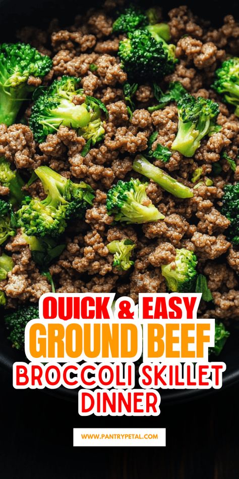 Dinner is ready in just 30 minutes with this easy ground beef and broccoli skillet! Packed with savory flavors, tender beef, and crisp broccoli, this one-pan meal is a healthier alternative to takeout. The garlic-ginger soy sauce brings everything together for a delicious, family-friendly dinner. Serve it over rice, noodles, or enjoy it on its own for a low-carb option. Perfect for busy weeknights when you need something quick, satisfying, and easy to clean up Broccoli Skillet, Ground Beef And Broccoli, Quick Dishes, Easy Ground Beef, Beef And Broccoli, Family Friendly Dinners, Skillet Dinners, Broccoli Beef, Tender Beef