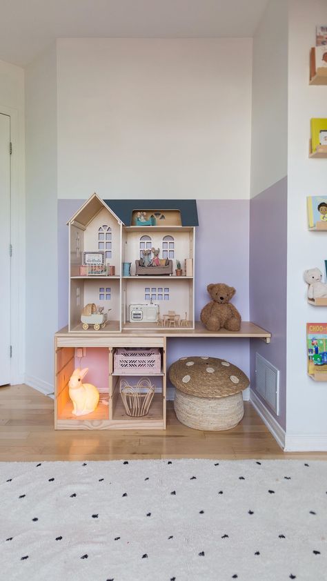 Play corner done! 🙌🏻 We opted for a quick Ikea hack using the Trofast storage we already had at home and scrap wood. Added some paint and w… | Instagram Trofast Storage, Rabbit Lamp, Play Corner, Scrap Wood, Ikea Hack, The Kids, To Play, You Think, Thinking Of You