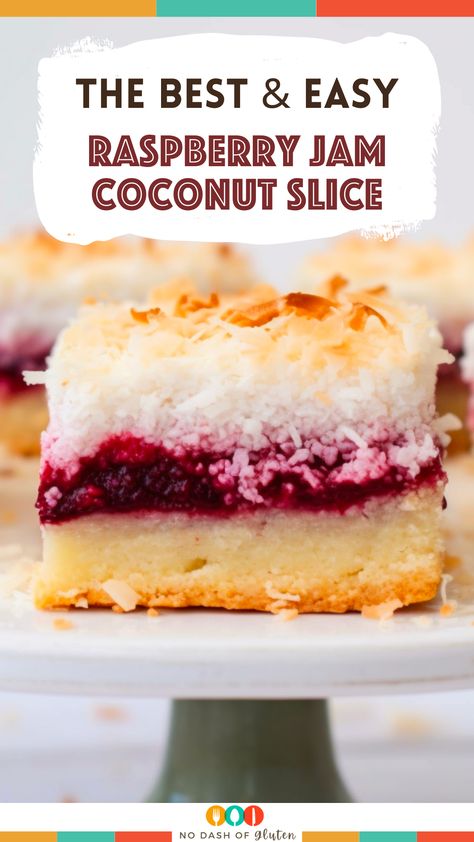 Discover the perfect sweet treat with our Raspberry Jam Coconut Slice recipe! This delightful slice combines a buttery, crumbly base with a layer of tangy raspberry jam, all topped with a golden, coconut crust. It's a crowd-pleaser that's as enjoyable to make as it is to eat. Ideal for tea parties, family gatherings, or as a weekend baking project. Don’t miss out on this delectable dessert. Save this recipe now and share the joy of baking with friends and family! Baking With Friends, Coconut Crust, Banana Cake Recipe Easy, Weekend Baking, Joy Of Baking, Coconut Slice, Slice Recipe, Raspberry Coconut, Dessert Recipies