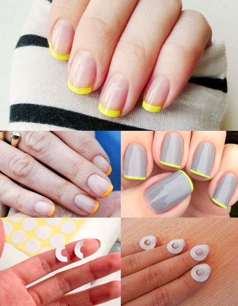 Maiko Nagao: DIY: French manicure with neon tip French Tip Nails Diy, Neon French Tip Nails, French Manicure Tips, Trendy French Manicure, Diy French Manicure, Gel Manicure Diy, Diy Pedicure, Glitter French Manicure, French Pedicure