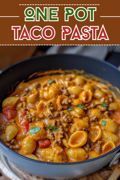 Easy Dinner Recipes: One Pot Taco Pasta Super Fast Easy Dinner Ideas, Easy Ip Meals, One Pot Taco Mac And Cheese, Cheap Dinner Recipes For Family Budget, Easy Copycat Dinner Recipes, One Pot Taco And Rice, Crockpot Taco Pasta Soup, 5 Ingredient Taco Pasta, Crockpot Recipes Taco Pasta